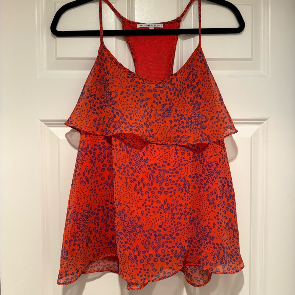 Collective Concepts Orange Ruffled Camisole